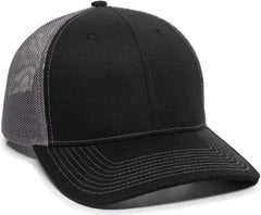 OC Sports OC771 Adjustable Mesh Back Cap - Black Charcoal - Black Dark Gray / 6 7/8’’ - 7 1/2’’