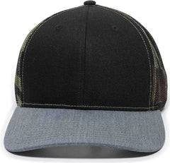 OC Sports OC771 Adjustable Mesh Back Cap - Black Generic Camo Heathered Gray - Black Gray / 6 7/8’’ - 7 1/2’’