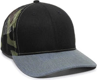 OC Sports OC771 Adjustable Mesh Back Cap - Black Generic Camo Heathered Gray - Black Gray / 6 7/8’’ - 7 1/2’’