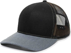 OC Sports OC771 Adjustable Mesh Back Cap - Black Generic Camo Heathered Gray - Black Gray / 6 7/8’’ - 7 1/2’’