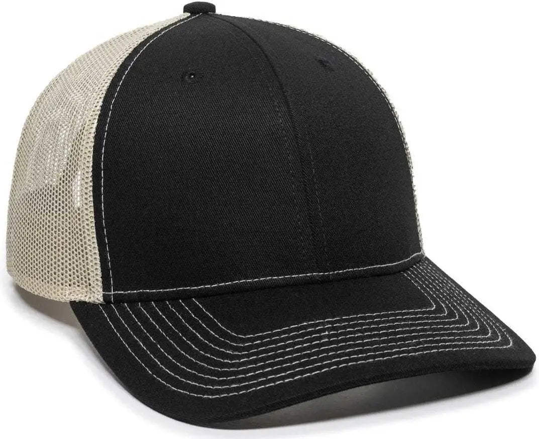 OC Sports OC771 Adjustable Mesh Back Cap - Black Khaki - Black Khaki / 6 7/8’’ - 7 1/2’’