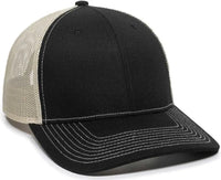 OC Sports OC771 Adjustable Mesh Back Cap - Black Khaki - Black Khaki / 6 7/8’’ - 7 1/2’’