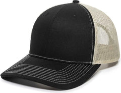 OC Sports OC771 Adjustable Mesh Back Cap - Black Khaki - Black Khaki / 6 7/8’’ - 7 1/2’’