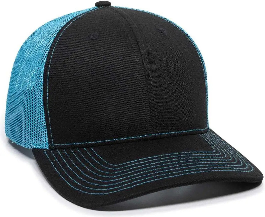 OC Sports OC771 Adjustable Mesh Back Cap - Black Neon Blue - Black Blue / 6 7/8’’ - 7 1/2’’