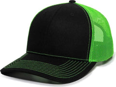 OC Sports OC771 Adjustable Mesh Back Cap - Black Neon Green - Black Green / 6 7/8’’ - 7 1/2’’