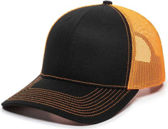 OC Sports OC771 Adjustable Mesh Back Cap - Black Neon Orange - Black Orange / 6 7/8’’ - 7 1/2’’