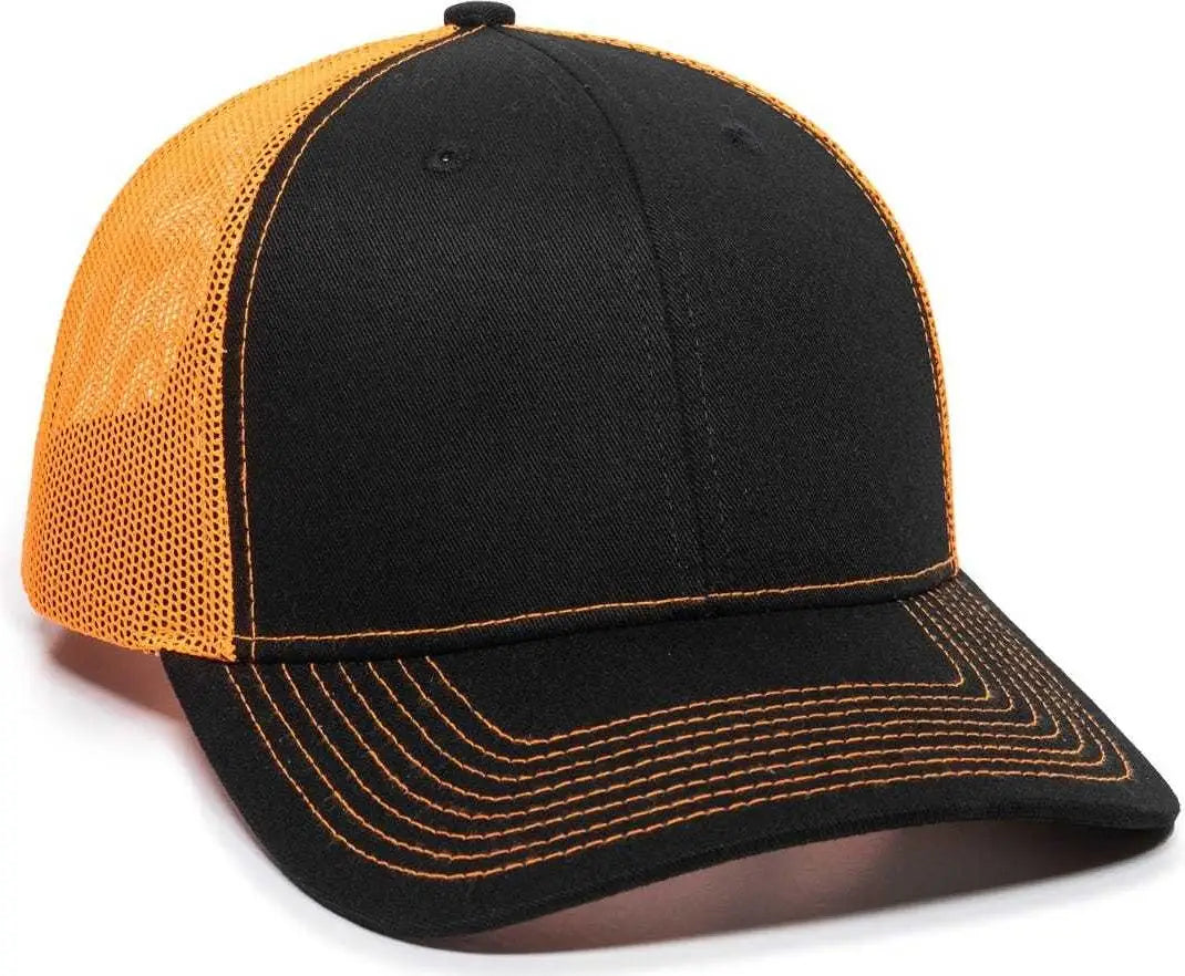 OC Sports OC771 Adjustable Mesh Back Cap - Black Neon Orange - Black Orange / 6 7/8’’ - 7 1/2’’