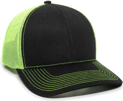 OC Sports OC771 Adjustable Mesh Back Cap - Black Neon Yellow - Black Lime / 6 7/8’’ - 7 1/2’’