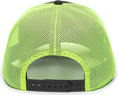 OC Sports OC771 Adjustable Mesh Back Cap - Black Neon Yellow - Black Lime / 6 7/8’’ - 7 1/2’’