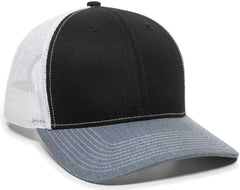 OC Sports OC771 Adjustable Mesh Back Cap - Black White Heathered Gray - Black White / 6 7/8’’ - 7 1/2’’
