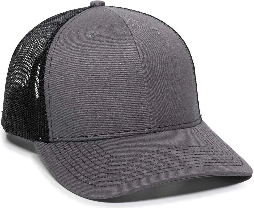 OC Sports OC771 Adjustable Mesh Back Cap - Charcoal Black - Dark Gray Black / 6 7/8’’ - 7 1/2’’