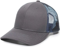 OC Sports OC771 Adjustable Mesh Back Cap - Charcoal Blue Generic Camo - Dark Gray Blue / 6 7/8’’ - 7 1/2’’