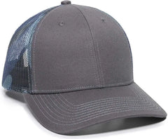 OC Sports OC771 Adjustable Mesh Back Cap - Charcoal Blue Generic Camo - Dark Gray Blue / 6 7/8’’ - 7 1/2’’