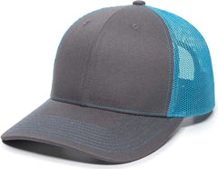 OC Sports OC771 Adjustable Mesh Back Cap - Charcoal Neon Blue - Dark Gray Blue / 6 7/8’’ - 7 1/2’’