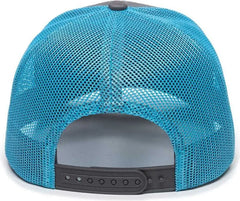 OC Sports OC771 Adjustable Mesh Back Cap - Charcoal Neon Blue - Dark Gray Blue / 6 7/8’’ - 7 1/2’’