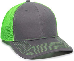 OC Sports OC771 Adjustable Mesh Back Cap - Charcoal Neon Green - Dark Gray Green / 6 7/8’’ - 7 1/2’’