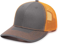 OC Sports OC771 Adjustable Mesh Back Cap - Charcoal Neon Orange - Dark Gray Orange / 6 7/8’’ - 7 1/2’’
