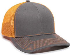 OC Sports OC771 Adjustable Mesh Back Cap - Charcoal Neon Orange - Dark Gray Orange / 6 7/8’’ - 7 1/2’’