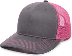 OC Sports OC771 Adjustable Mesh Back Cap - Charcoal Neon Pink - Dark Gray Pink / 6 7/8’’ - 7 1/2’’