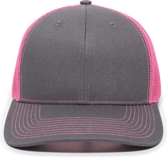 OC Sports OC771 Adjustable Mesh Back Cap - Charcoal Neon Pink - Dark Gray Pink / 6 7/8’’ - 7 1/2’’