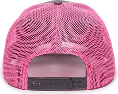 OC Sports OC771 Adjustable Mesh Back Cap - Charcoal Neon Pink - Dark Gray Pink / 6 7/8’’ - 7 1/2’’