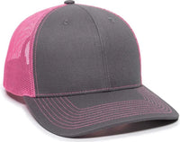 OC Sports OC771 Adjustable Mesh Back Cap - Charcoal Neon Pink - Dark Gray Pink / 6 7/8’’ - 7 1/2’’
