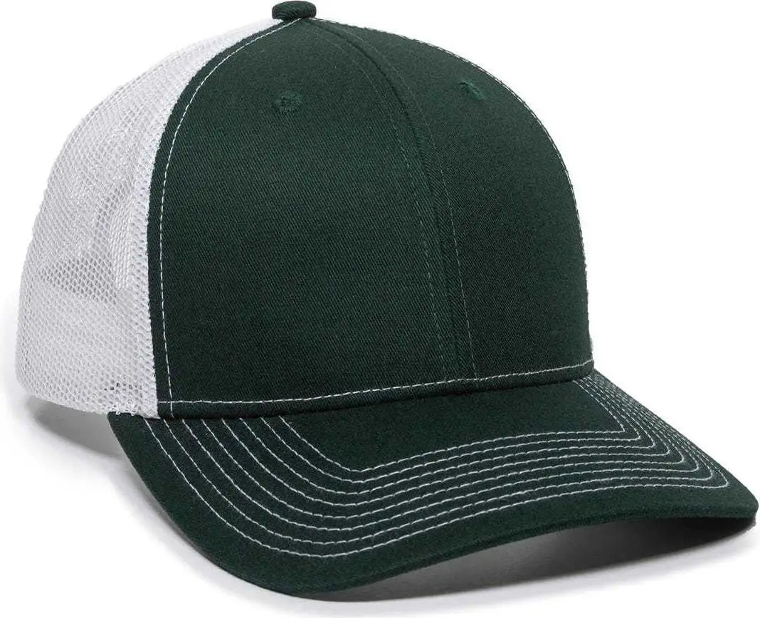 OC Sports OC771 Adjustable Mesh Back Cap - Dark Green White - Forest White / 6 3/8’’ - 7’’