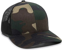 OC Sports OC771 Adjustable Mesh Back Cap - Generic Camo Black - Green Black / 6 7/8’’ - 7 1/2’’
