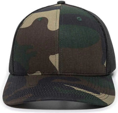 OC Sports OC771 Adjustable Mesh Back Cap - Generic Camo Black - Green Black / 6 7/8’’ - 7 1/2’’