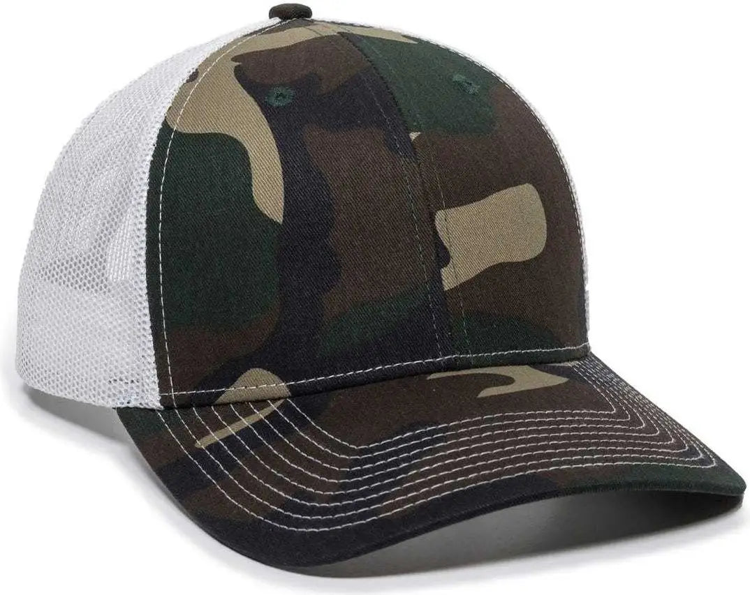OC Sports OC771 Adjustable Mesh Back Cap - Generic Camo White - Green White / 6 7/8’’ - 7 1/2’’