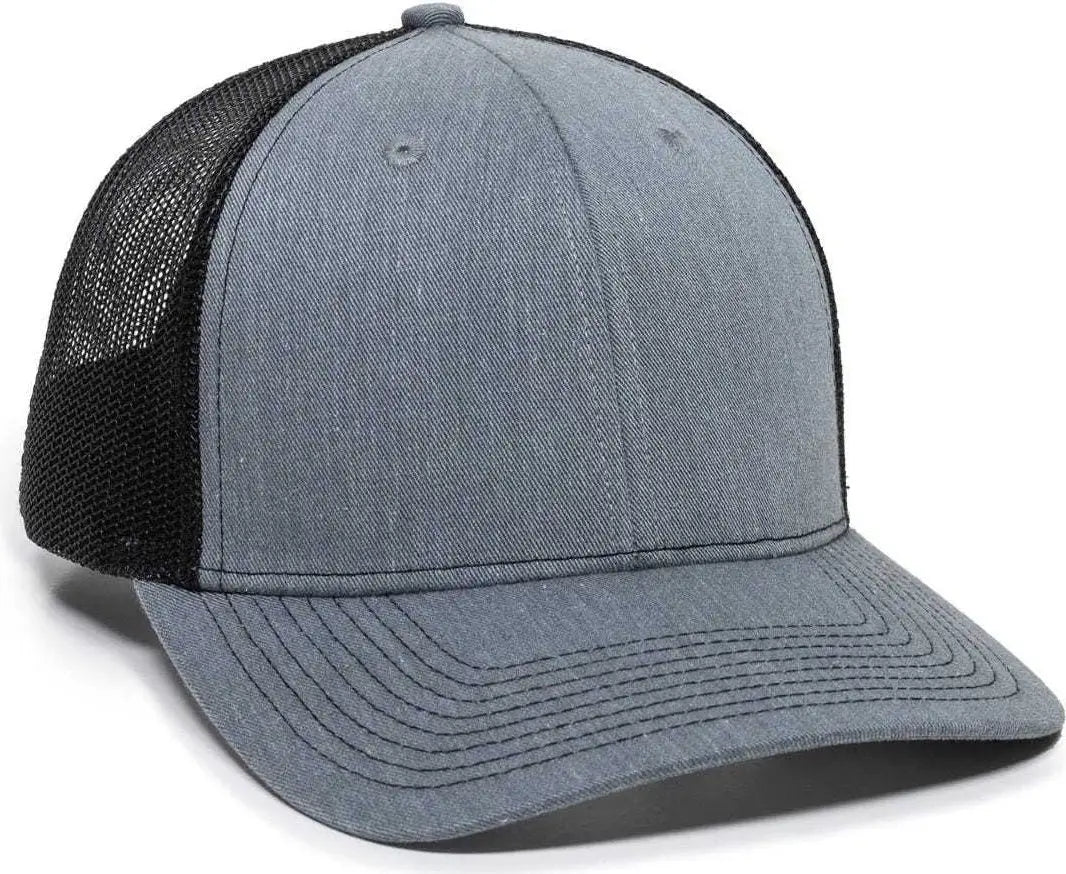 OC Sports OC771 Adjustable Mesh Back Cap - Heathered Gray Black - Gray Black / 6 7/8’’ - 7 1/2’’