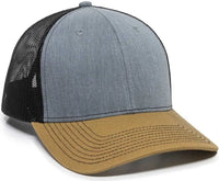 OC Sports OC771 Adjustable Mesh Back Cap - Heathered Gray Black Old Gold - Gray Black / 6 7/8’’ - 7 1/2’’
