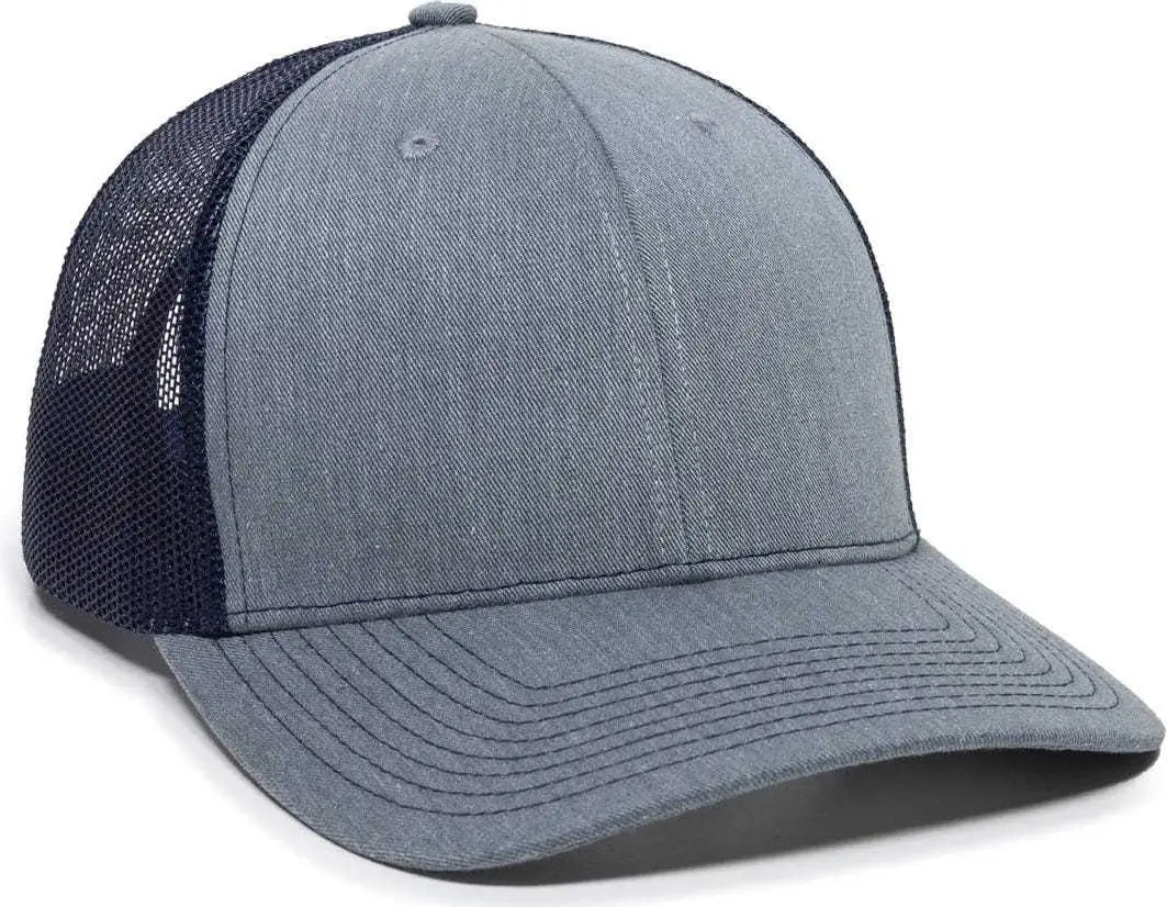 OC Sports OC771 Adjustable Mesh Back Cap - Heathered Gray Navy - Gray Navy / 6 7/8’’ - 7 1/2’’