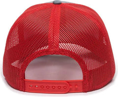OC Sports OC771 Adjustable Mesh Back Cap - Heathered Gray Red - Gray Red / 6 7/8’’ - 7 1/2’’
