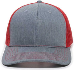 OC Sports OC771 Adjustable Mesh Back Cap - Heathered Gray Red - Gray Red / 6 7/8’’ - 7 1/2’’