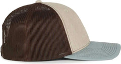 OC Sports OC771 Adjustable Mesh Back Cap - Heathered Stone Brown Ln Ocean Blue - Blue / OSFM