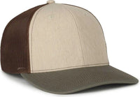 OC Sports OC771 Adjustable Mesh Back Cap - Heathered Stone Brown Olive - Olive / OSFM