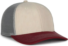 OC Sports OC771 Adjustable Mesh Back Cap - Heathered Stone Gray Maroon - Maroon / OSFM