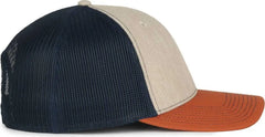 OC Sports OC771 Adjustable Mesh Back Cap - Heathered Stone Navy Rust - Rust / OSFM