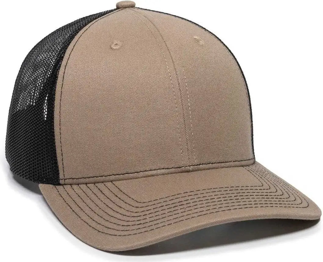 OC Sports OC771 Adjustable Mesh Back Cap - Khaki Black - Khaki Black / 6 7/8’’ - 7 1/2’’