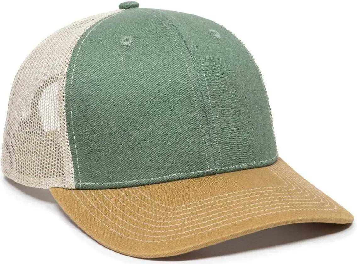 OC Sports OC771 Adjustable Mesh Back Cap - Light Olive Khaki Old Gold - Olive Khaki / 6 7/8’’ - 7 1/2’’