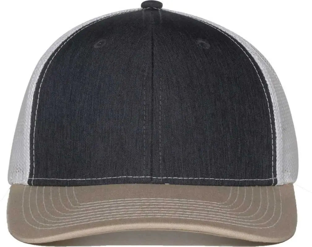 OC Sports OC771 Adjustable Mesh Back Cap - Ln Heather Charcoal White Khaki - Khaki / OSFM