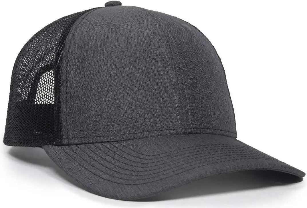 OC Sports OC771 Adjustable Mesh Back Cap - LN Heathered Charcoal Black - Dark Gray Black / 6 7/8’’ - 7 1/2’’