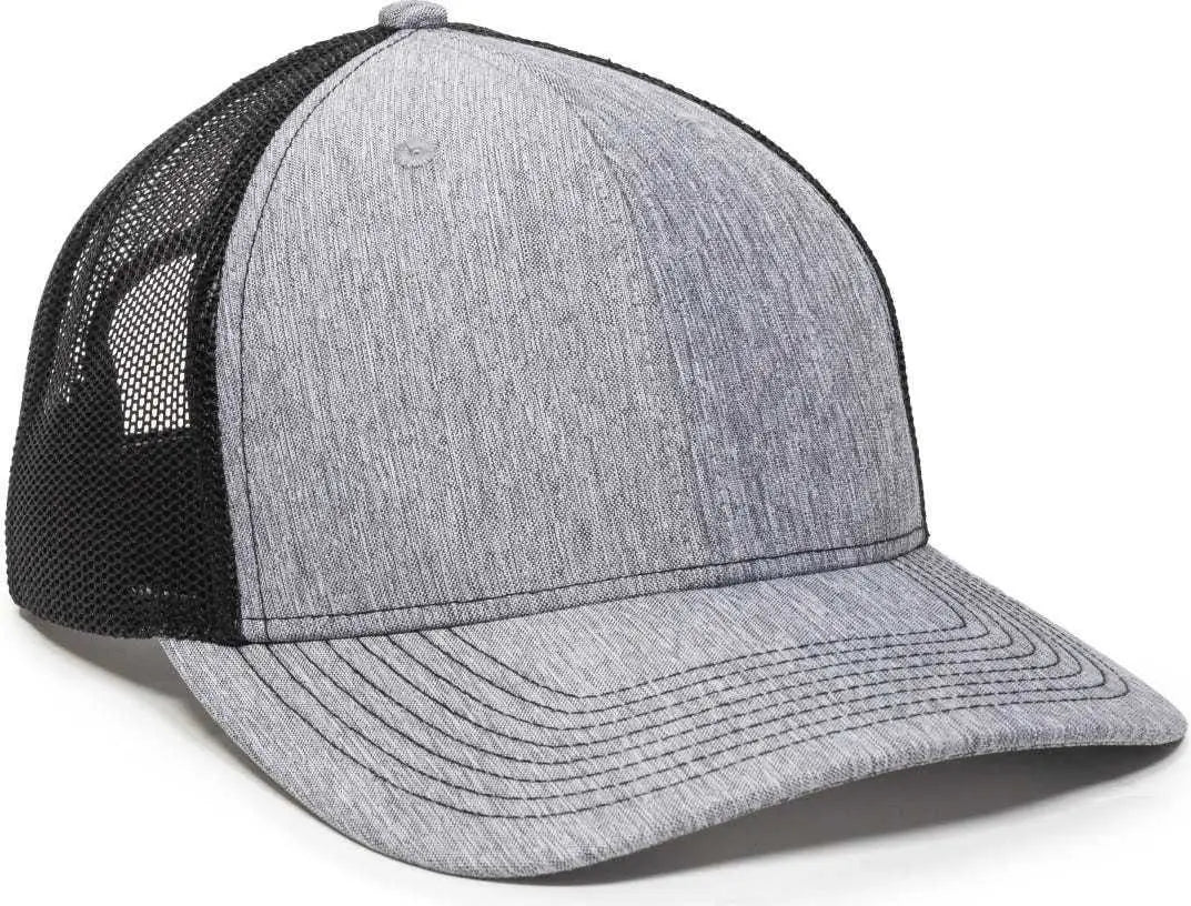 OC Sports OC771 Adjustable Mesh Back Cap - LN Heathered Gray Black - Gray Black / 6 7/8’’ - 7 1/2’’