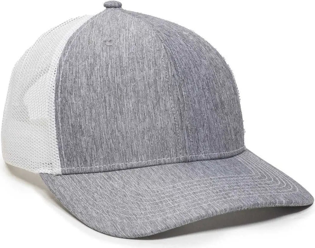 OC Sports OC771 Adjustable Mesh Back Cap - LN Heathered Gray White - Gray White / 6 7/8’’ - 7 1/2’’