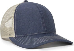 OC Sports OC771 Adjustable Mesh Back Cap - LN Heathered Navy Khaki - Navy Khaki / 6 7/8’’ - 7 1/2’’