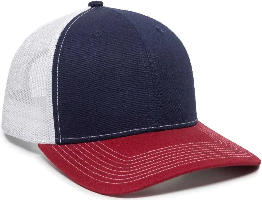 OC Sports OC771 Adjustable Mesh Back Cap - Navy White Cardinal - Navy White / 6 7/8’’ - 7 1/2’’