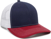 OC Sports OC771 Adjustable Mesh Back Cap - Navy White Cardinal - Navy White / 6 7/8’’ - 7 1/2’’