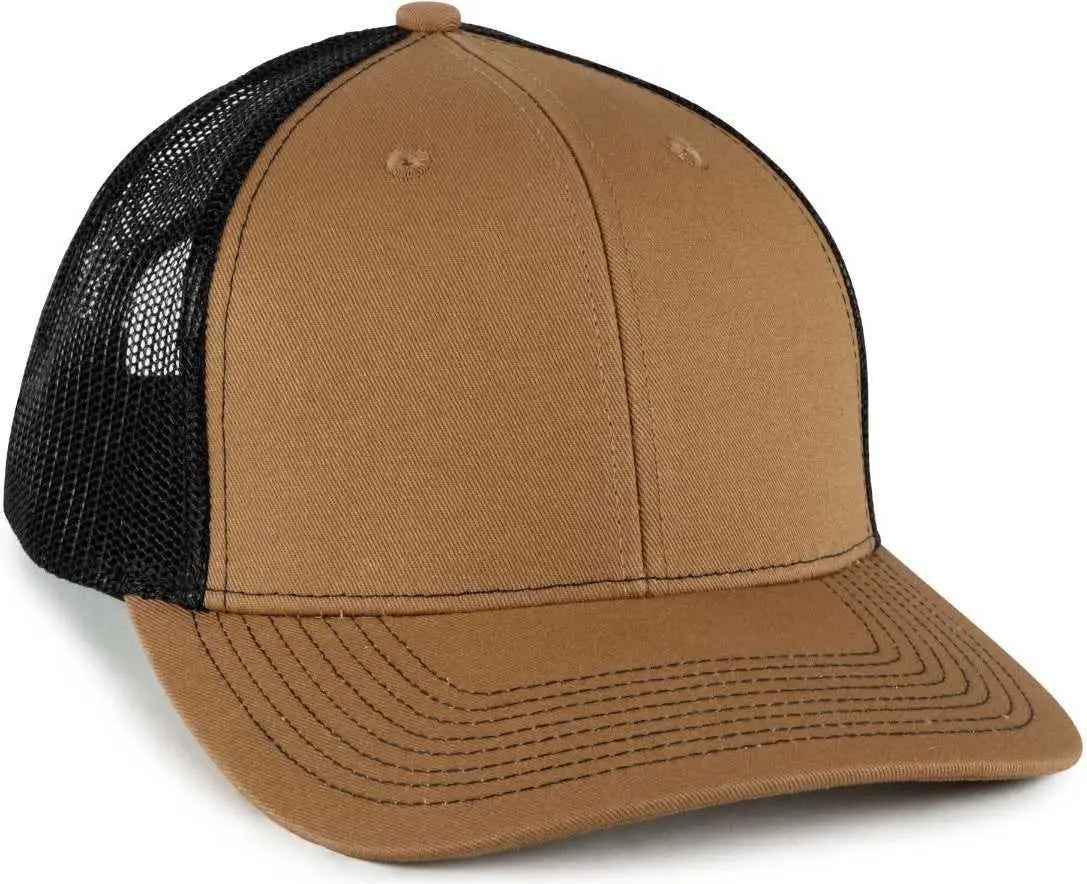 OC Sports OC771 Adjustable Mesh Back Cap - Old Gold Black - Black / OSFM