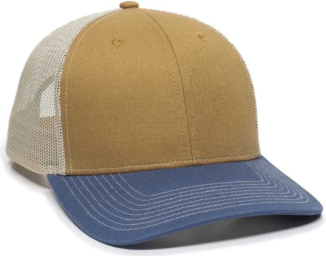 OC Sports OC771 Adjustable Mesh Back Cap - Old Gold Khaki Slate - Gold Khaki / 6 7/8’’ - 7 1/2’’